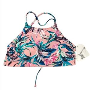 Hot Water pink floral halter top swim bikini size medium